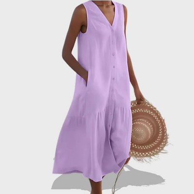 Naya™ | Sleeveless Elegant Shirt Dress with V-Neckline