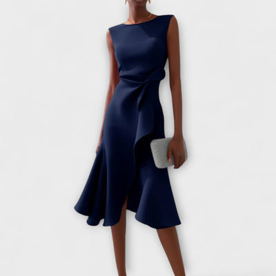 Juliette | Draped Asymmetric Midi Dress