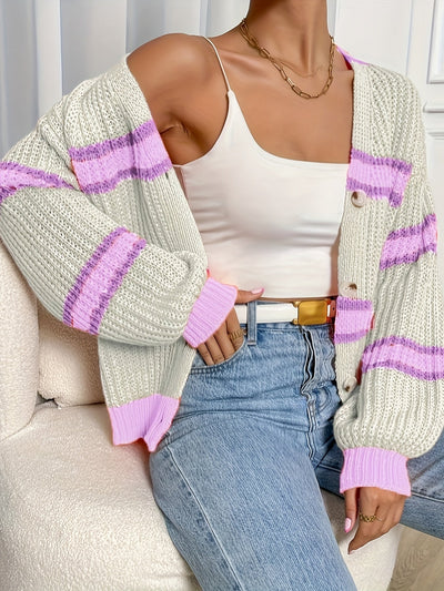 FAYE | CHUNKY STRIPE KNIT CARDIGAN