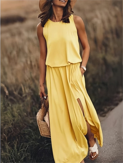 Celestina™ | Sleeveless Maxi Dress with Side Slit