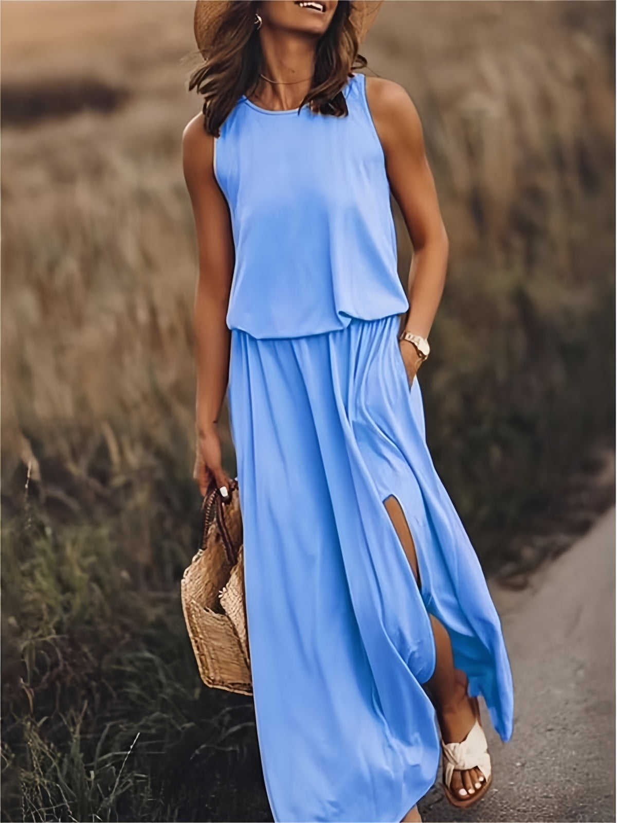 Celestina™ | Sleeveless Maxi Dress with Side Slit