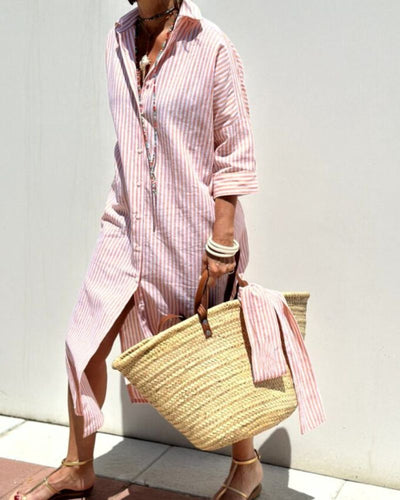 Clémence | Classic Striped Shirt Dress with Belt