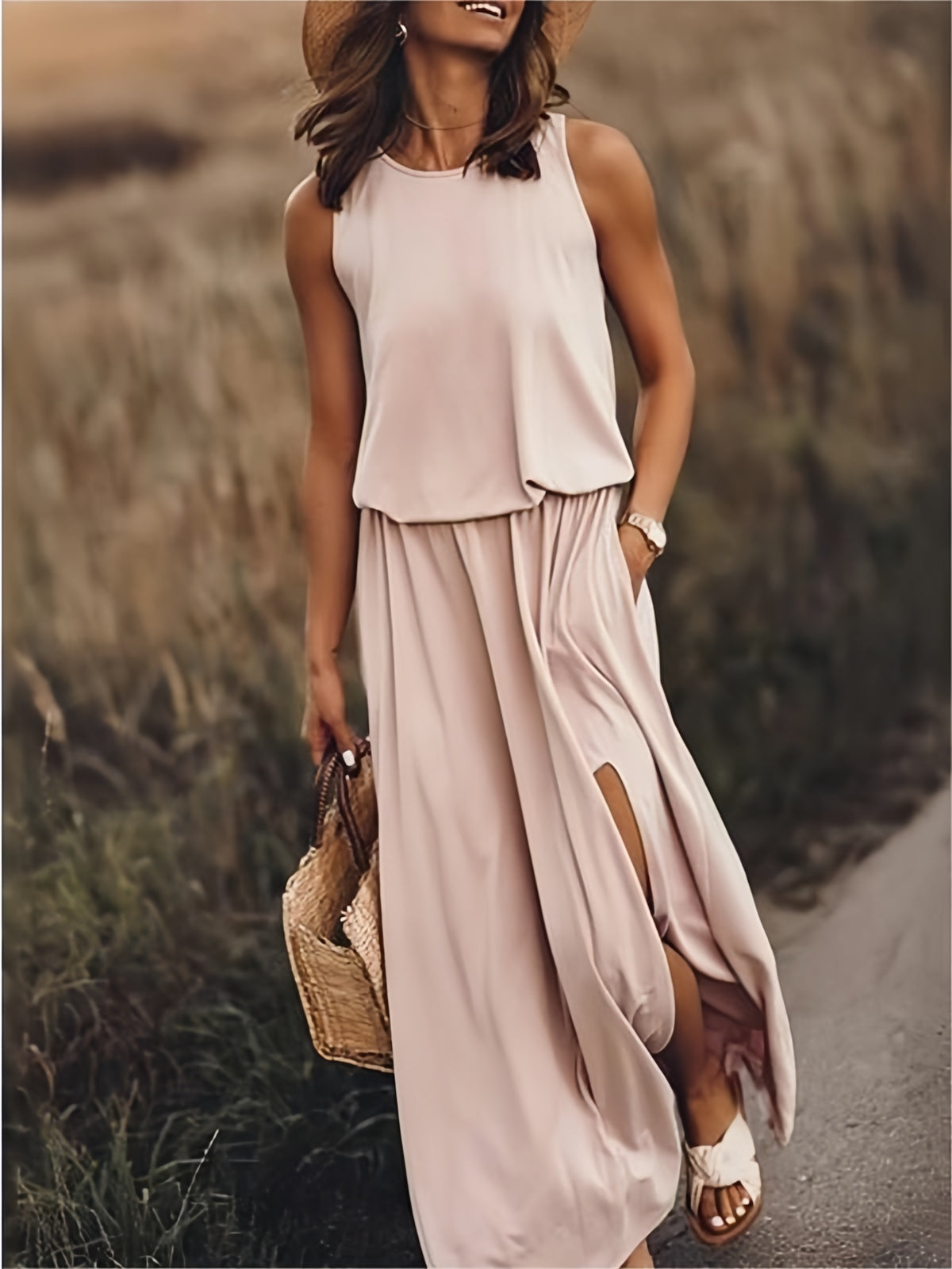 Celestina™ | Sleeveless Maxi Dress with Side Slit
