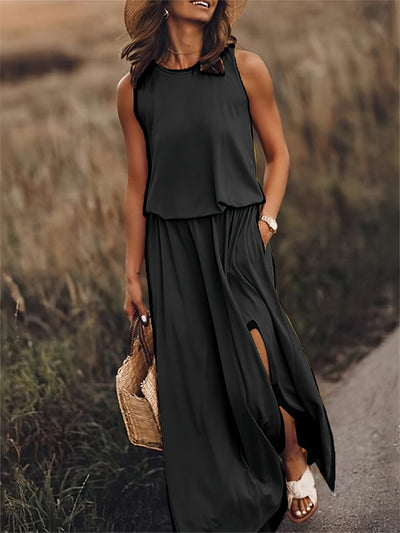 Celestina™ | Sleeveless Maxi Dress with Side Slit