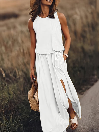 Celestina™ | Sleeveless Maxi Dress with Side Slit
