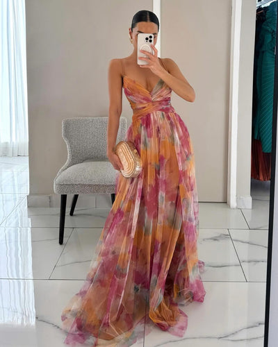 Elena | Elegant Long Dress with Floral Print