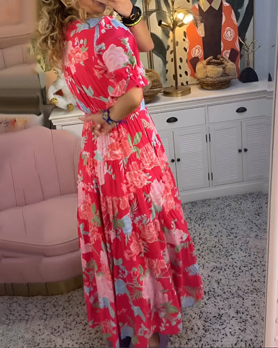 Carine | Pocket Dress with V-Neck and Floral Print