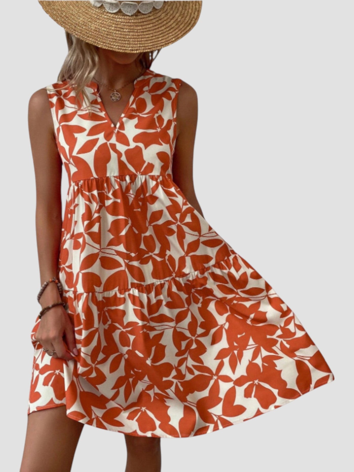 Séraphine | Sleeveless Leaf-Print Dress