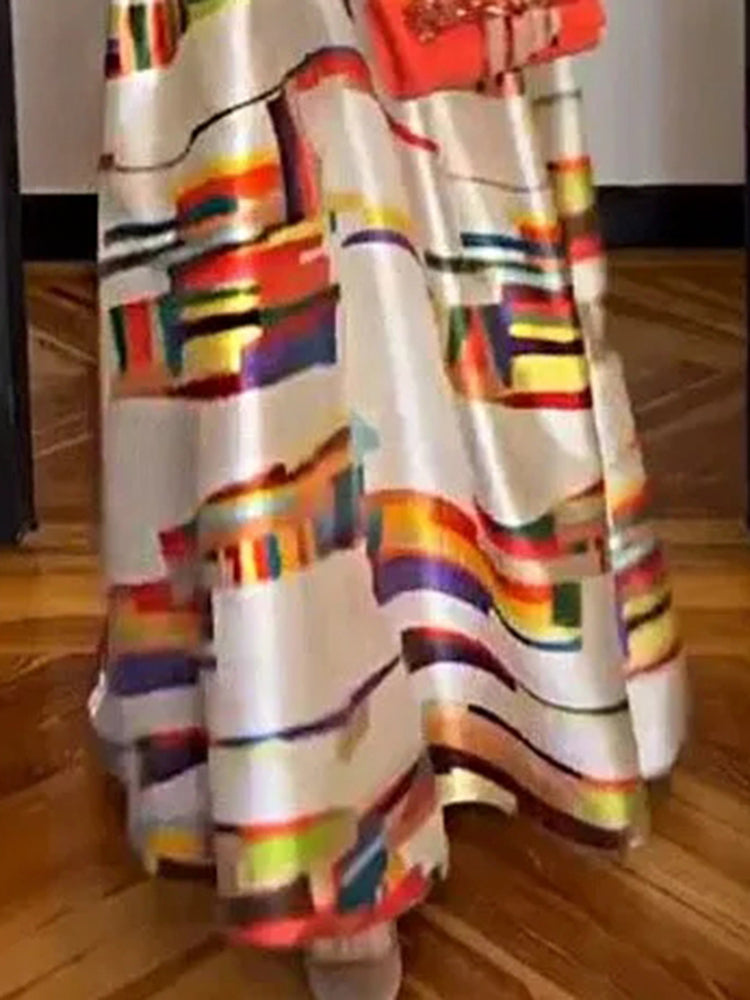 Isabeau | Geometric Print Maxi Dress
