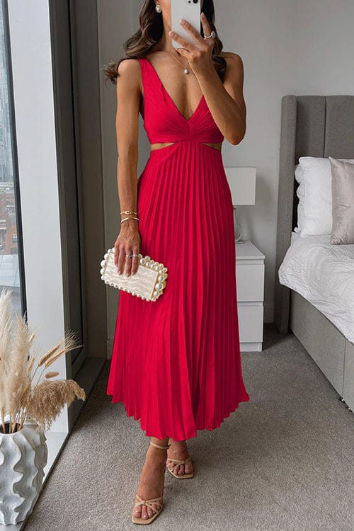 Yasmin - Pleated Cut-Out Dress