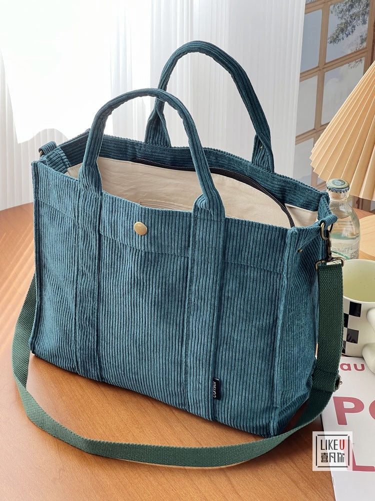 Marella - Vintage Inspired Corduroy Tote Bag