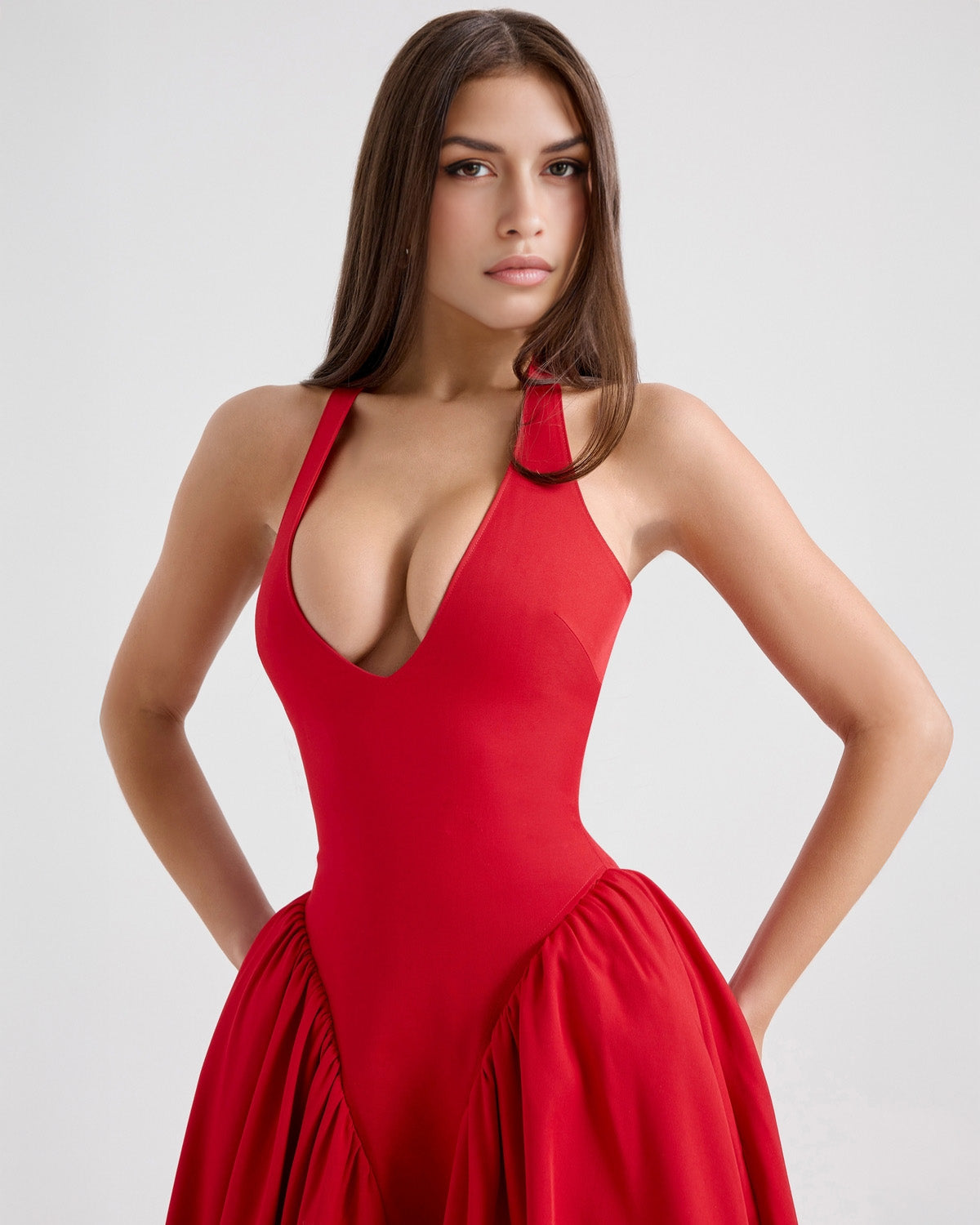 Monroe – Red Midi Dress with Iconic Style