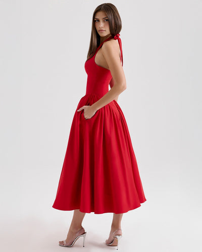 Monroe – Red Midi Dress with Iconic Style