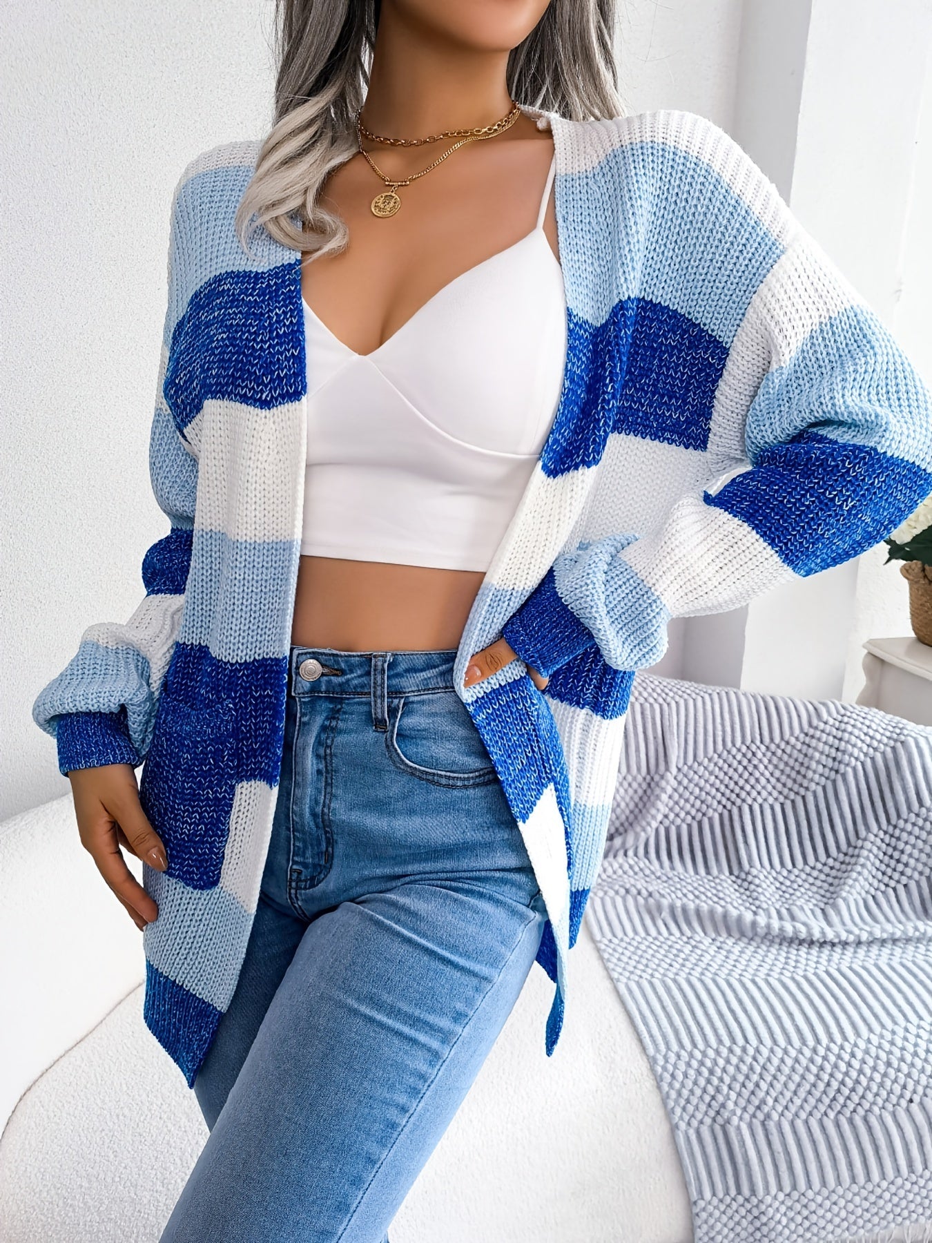 WENDY | OPEN-FRONT STRIPED CARDIGAN