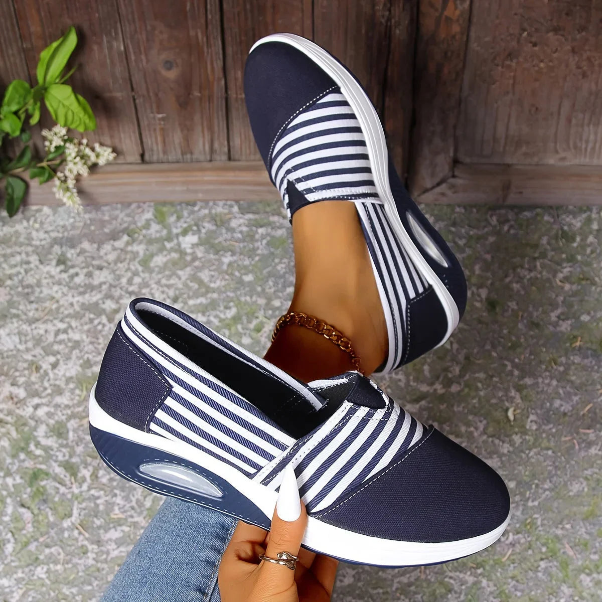 Tasha | Striped Slip-On Sneakers