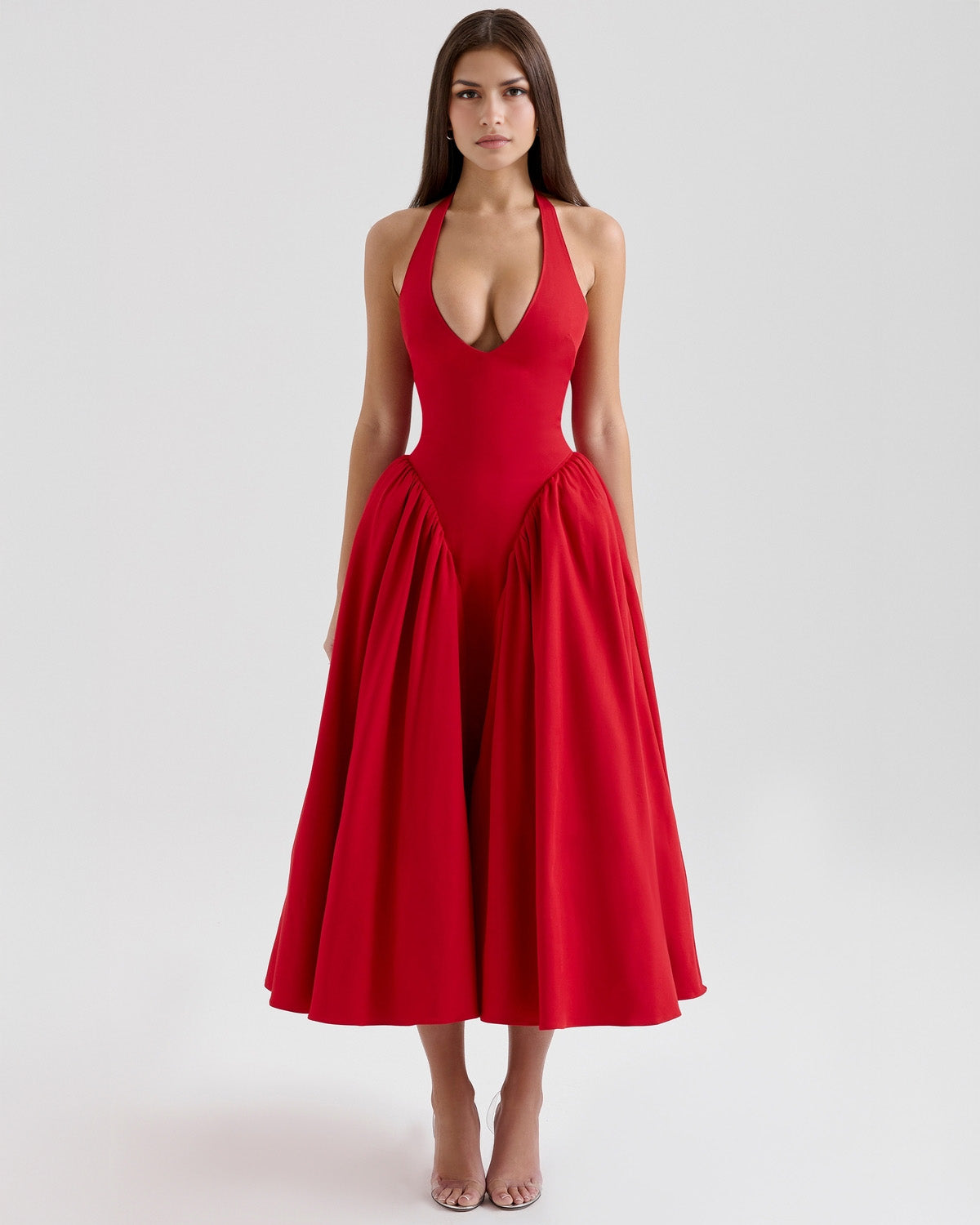 Monroe – Red Midi Dress with Iconic Style