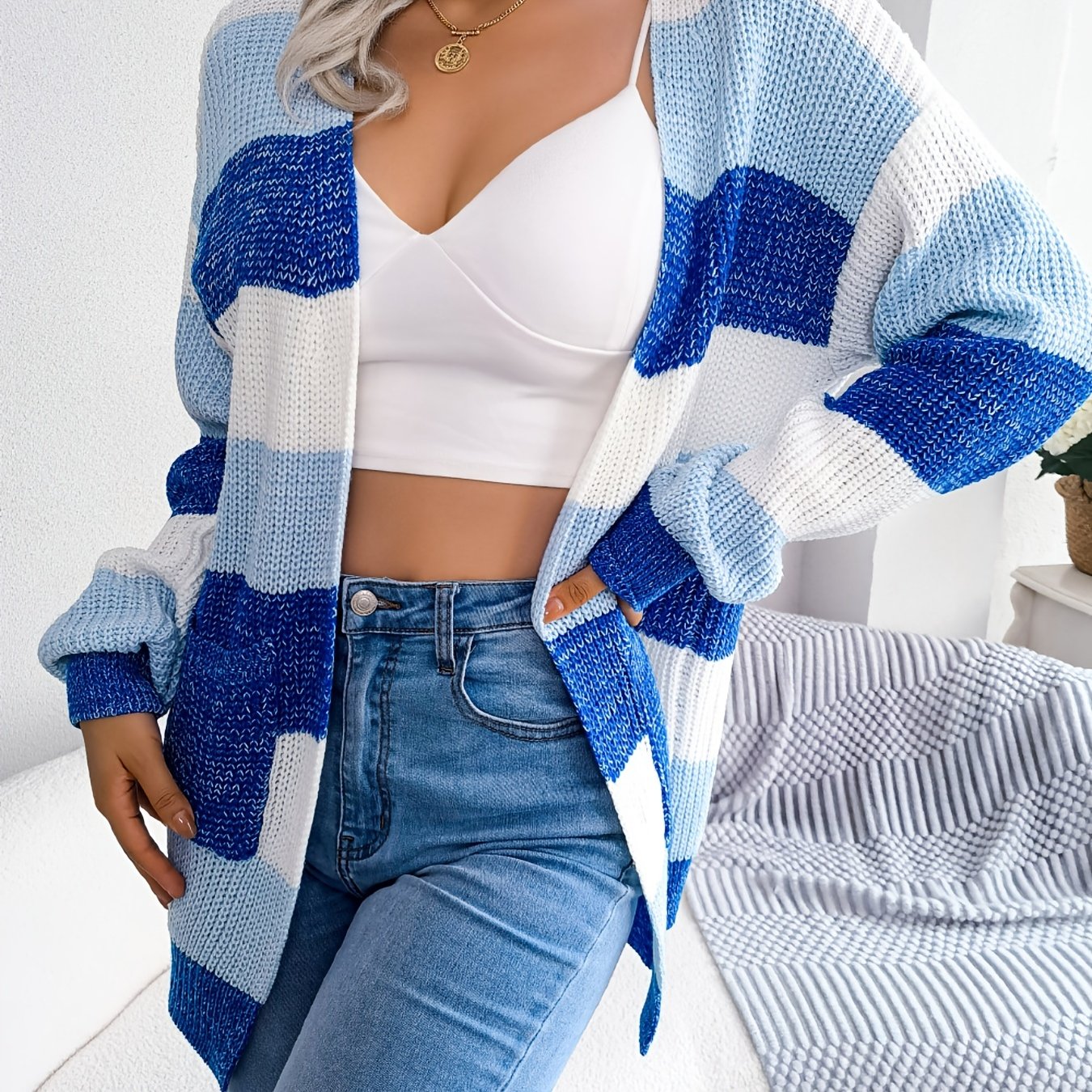 WENDY | OPEN-FRONT STRIPED CARDIGAN