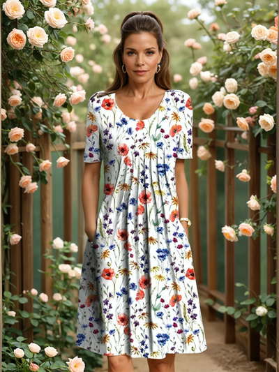 Marga | Floral Pleated Midi Dress