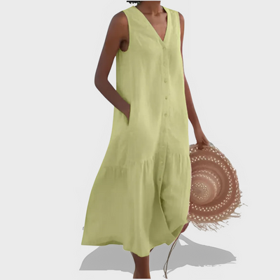 Naya™ | Sleeveless Elegant Shirt Dress with V-Neckline