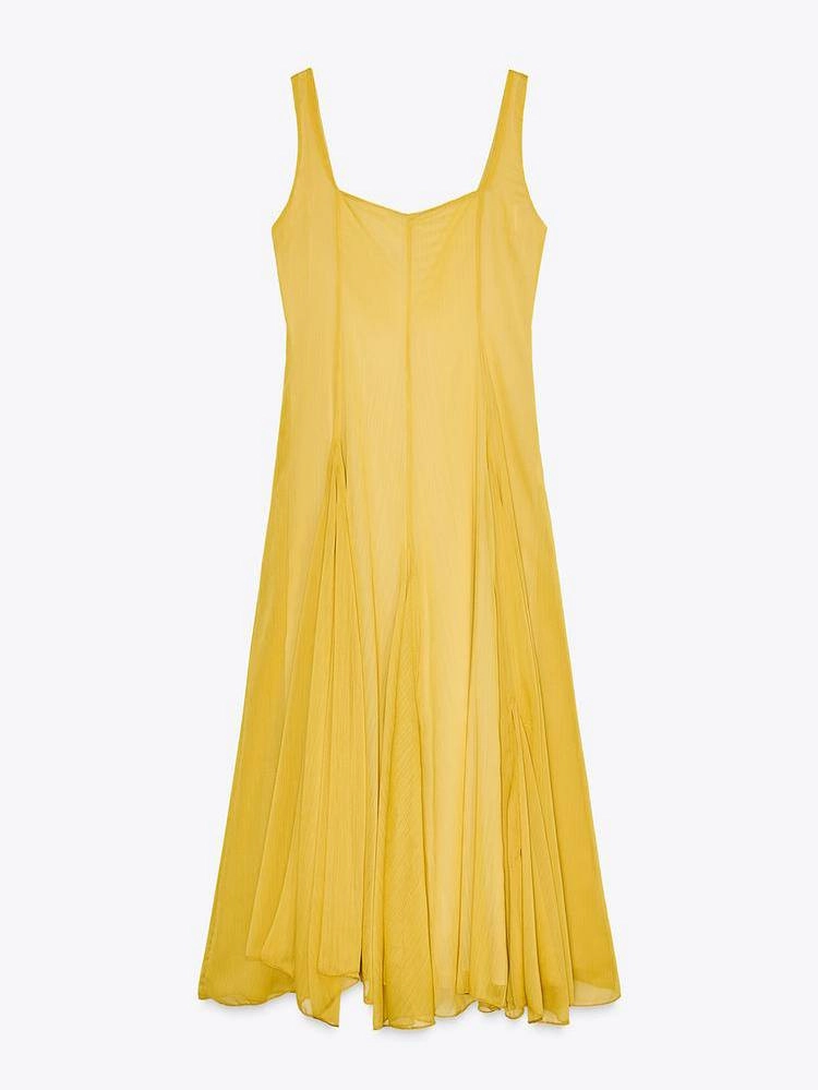 Elegant Long Dress with Square Neckline and Straps