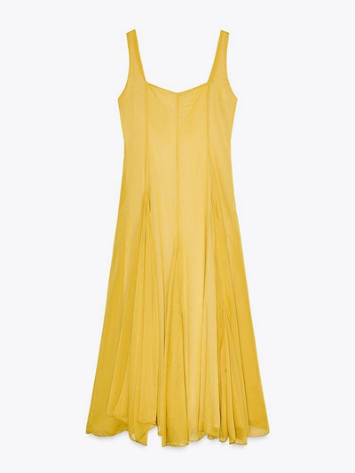 Elegant Long Dress with Square Neckline and Straps