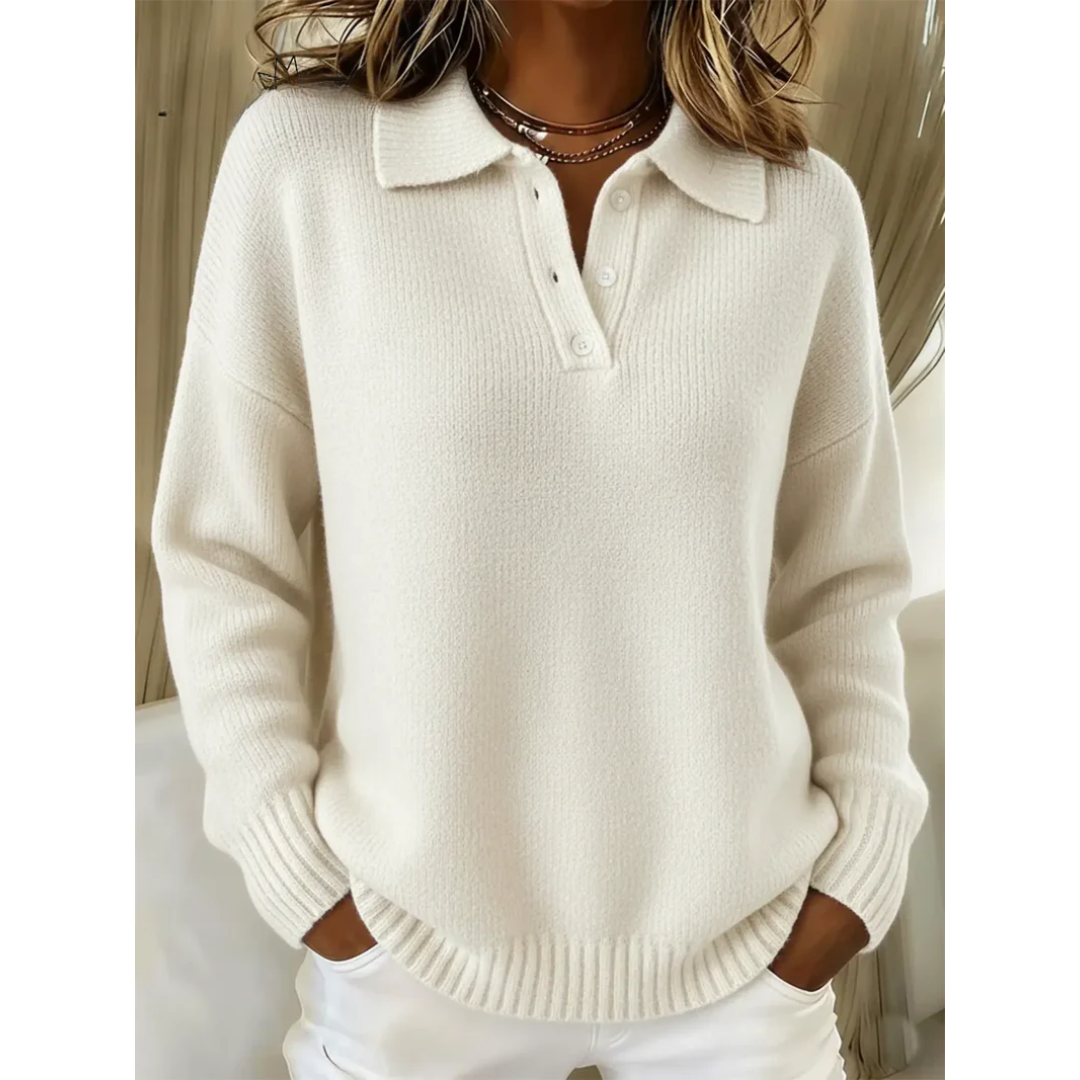 Clara | Soft Knit Polo Sweater