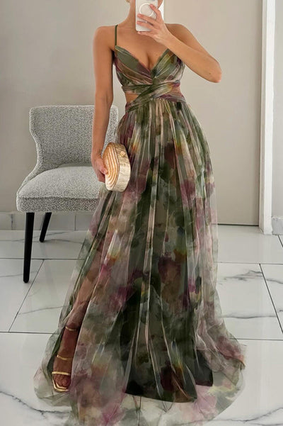 Elena | Elegant Long Dress with Floral Print