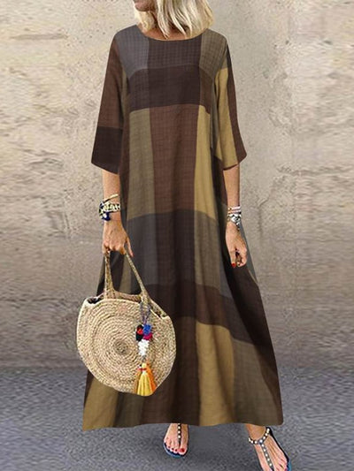 Viola - Soft Plaid Maxi Dress