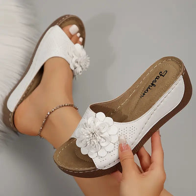 Indy™ | Stylish Floral Slip-On Wedge Sandals