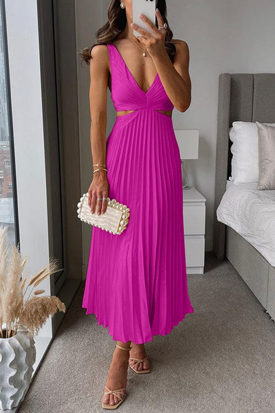 Yasmin - Pleated Cut-Out Dress