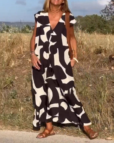 SITA - PRINTED DRESS WITH V-NECK