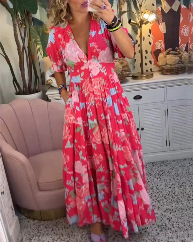 SAGELIA | Long Bohemian Dress with Fluid Elegance