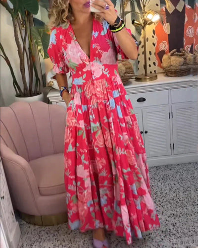 SAGELIA | Long Bohemian Dress with Fluid Elegance