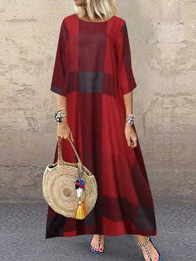 Viola - Soft Plaid Maxi Dress