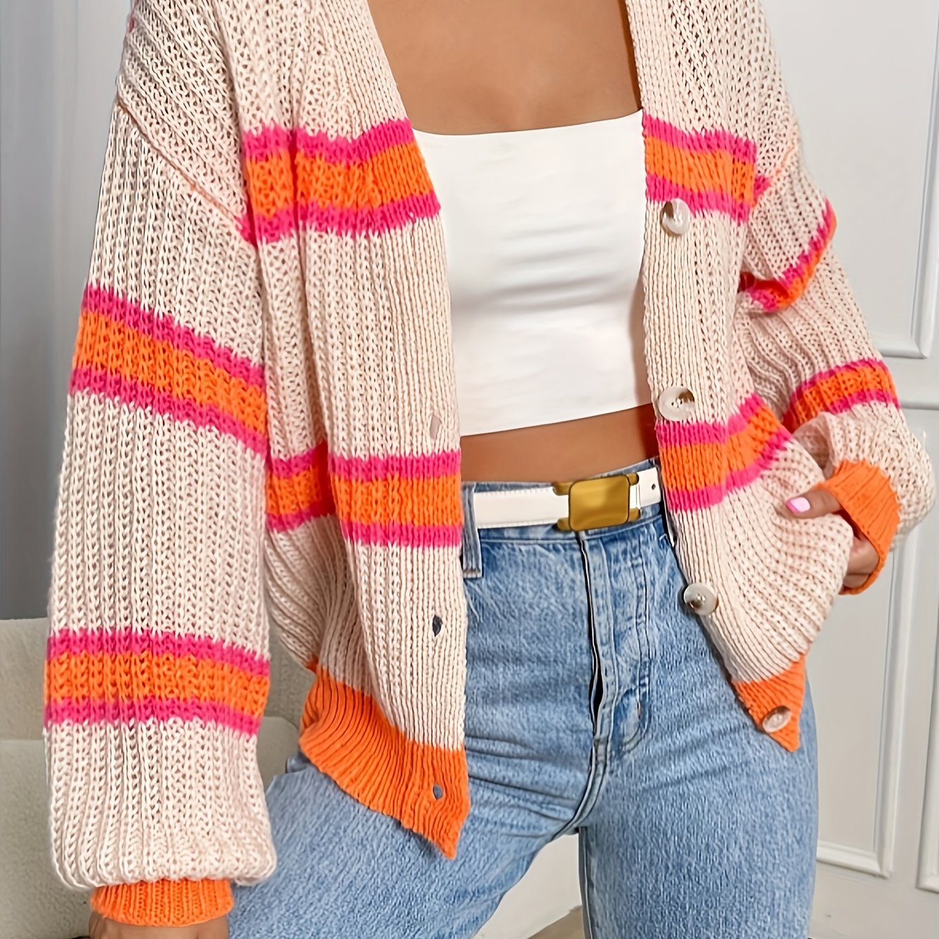FAYE | CHUNKY STRIPE KNIT CARDIGAN