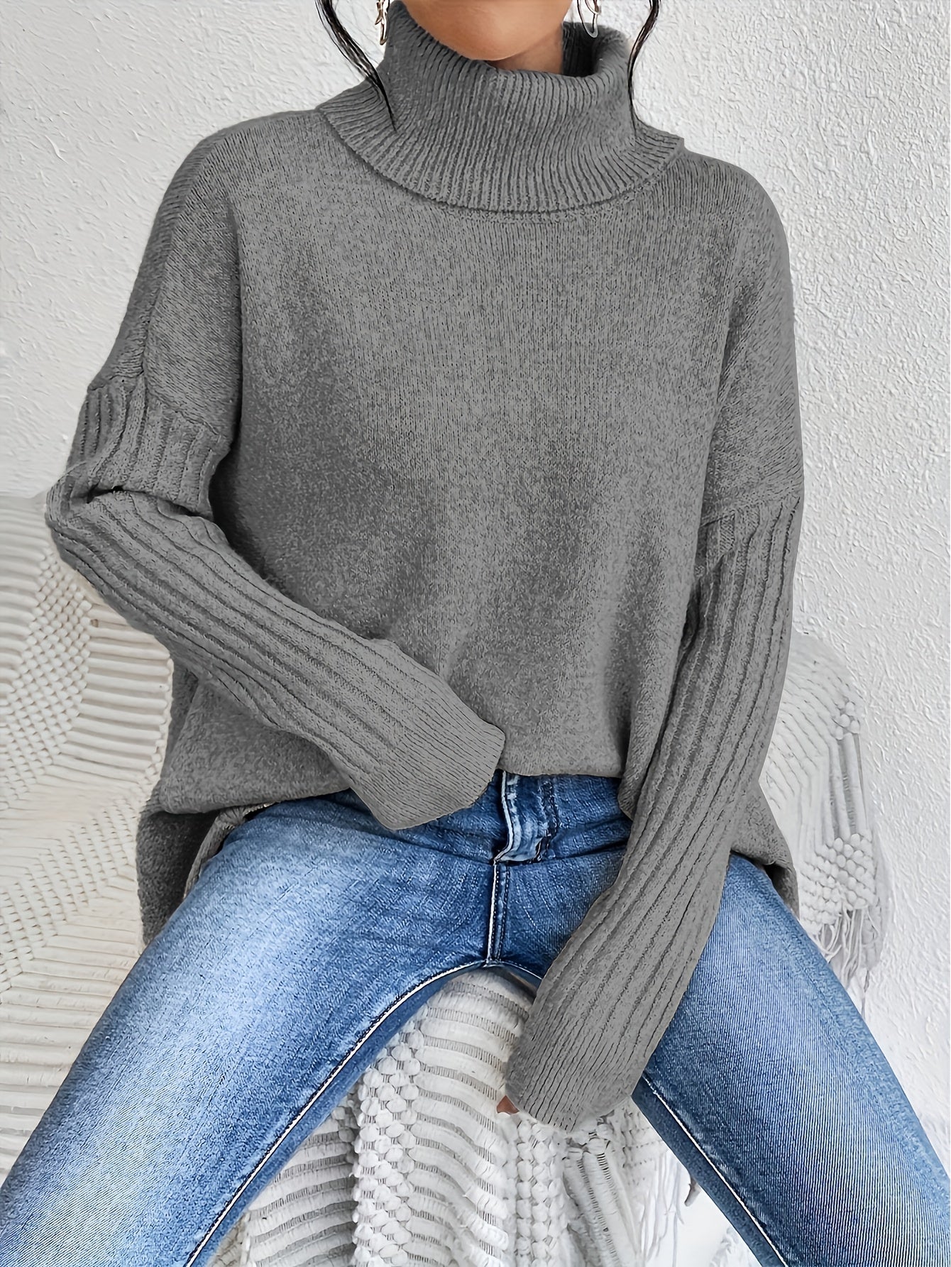 Tahlia | Casual Long Sleeve High Neck Sweater