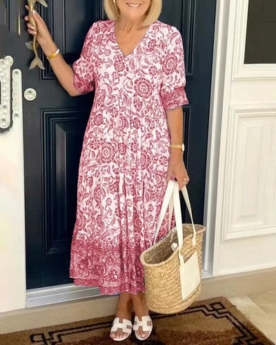 Keisha | V-Neck Floral Print Dress