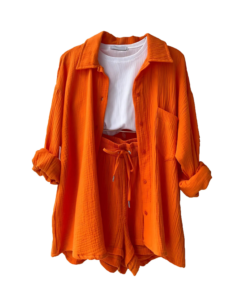 Maylee | Textured Button-Up Short Set