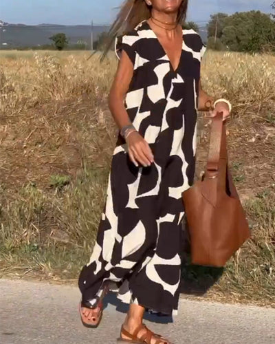 SITA - PRINTED DRESS WITH V-NECK