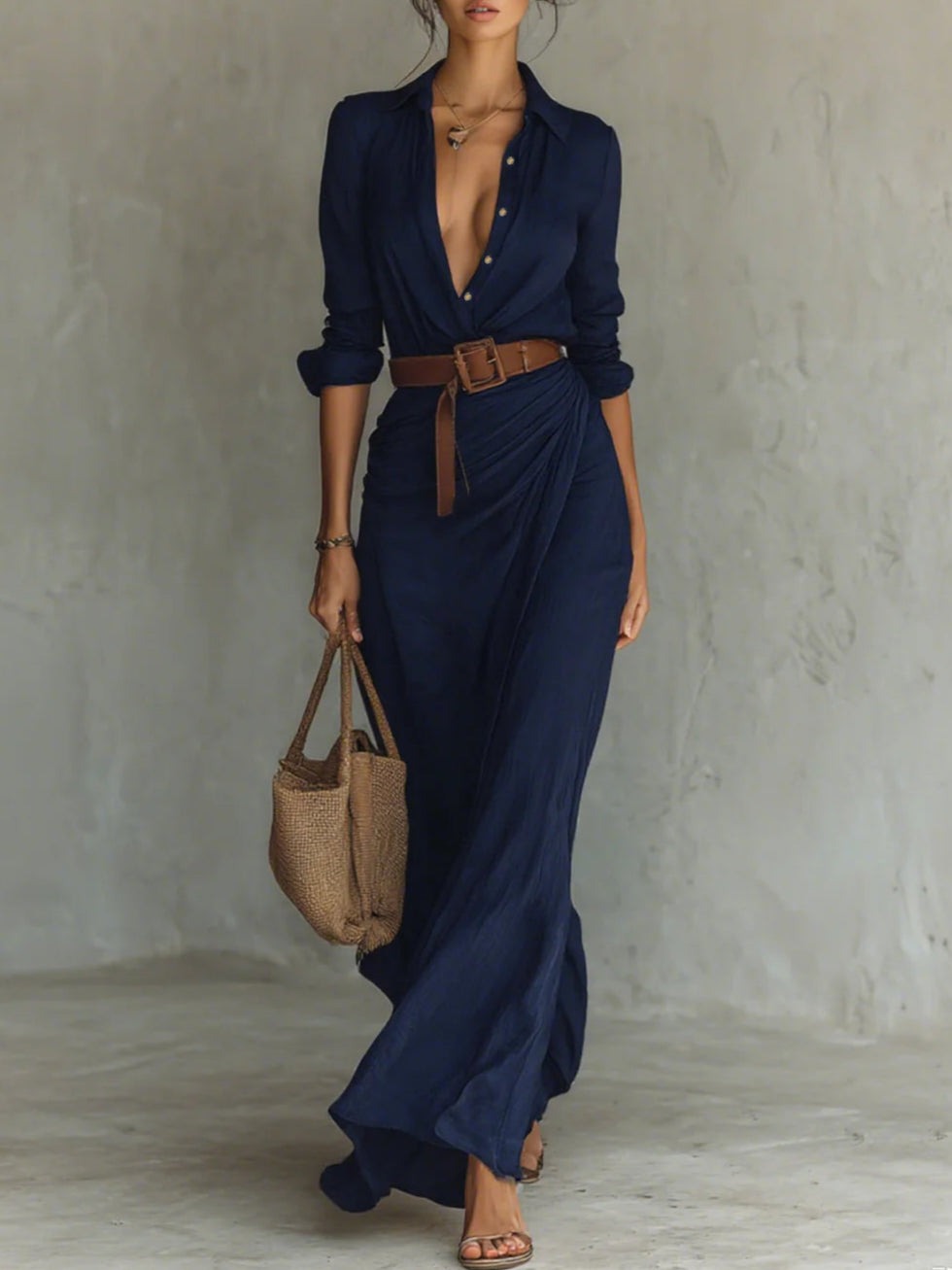 Vivian | Flowy Belted Maxi Dress