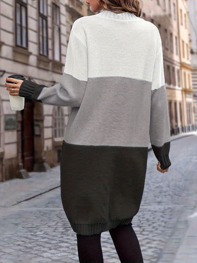 MAURA | LONG COLORBLOCK BUTTON CARDIGAN