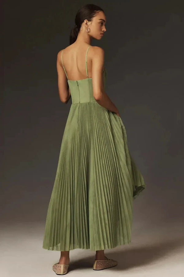 ALVINA | Pleated Evening Dress with Structured Corset