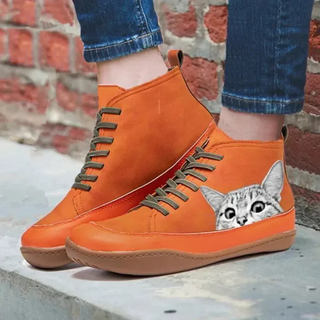 Fenna | Ankle Cat Print Boots