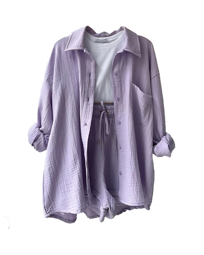 Maylee | Textured Button-Up Short Set