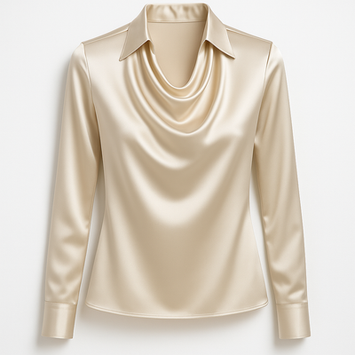Ysa | Shiny Blouse with Pleated Neck