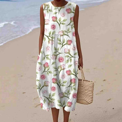 Enora | Boho Floral Sleeveless Dress