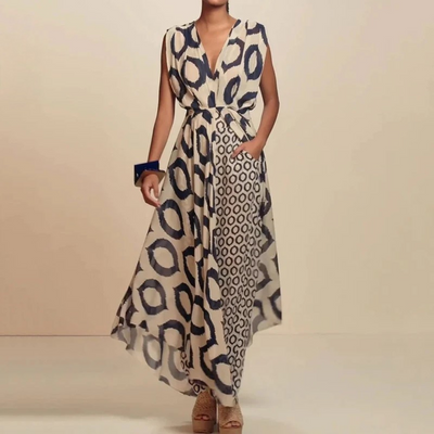 Boho | Long Ethnic Print Dress with Pockets