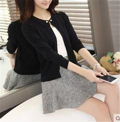VALLEN | PEARL-CLASP CROP CARDIGAN