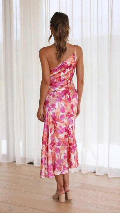 Aly | Asymmetrical Floral Print Dress