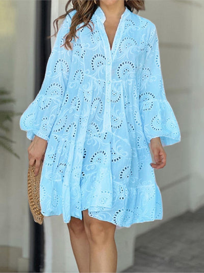 Fawna | Embroidered Tiered Mini Dress